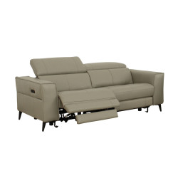 Divani Casa Nella - Modern Light Grey Leather Loveseat w/ Electric Recliners