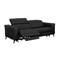 Divani Casa Nella - Modern Black Leather Loveseat w/ Electric Recliners