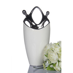 Modrest NHTC1114-WS White & Silver Ceramic Vase