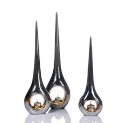 Modrest NHTC1139 3-Piece Silver & Gold Candle Holder Set