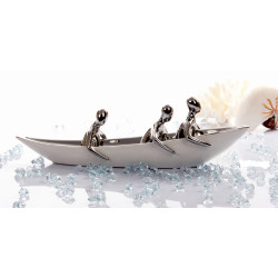 Modrest Canoe White & Silver Ceramic Sculpture