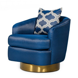 Modrest Niagra - Glam Blue and Gold Fabric Accent Chair