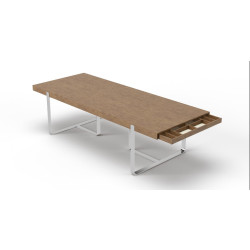 Modrest Pauline- Modern Walnut and Stainless Steel Dining Table