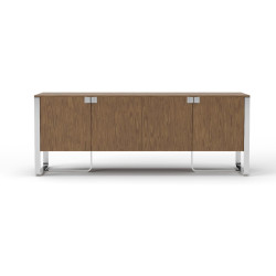 Modrest Pauline- Modern Walnut and Stainless Steel Sideboard Buffet