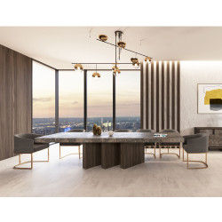 Nova Domus Amsterdam - Modern Grey Volcano & Eucalyptus Oak Dining Table