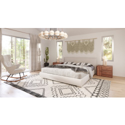Nova Domus Sogno - Italian Modern Beige Fabric Low Headboard Bed