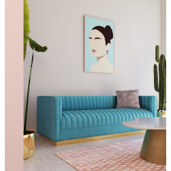 Divani Casa Oneida Modern Blue Velvet Sofa