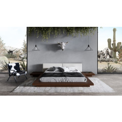Modrest Tokyo - Contemporary Walnut and White Platform Bed 