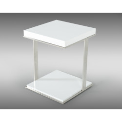 Modrest Optimus Modern White & Stainless Steel End Table