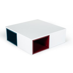 Modrest Ore Modern White Coffee Table With Colored Stools