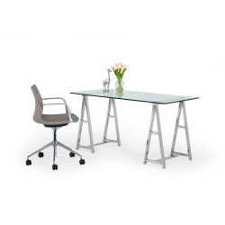 Modrest Ostro - Modern Stainless Steel + Glass Desk