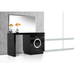 A&X Ovidius Modern Black Crocodile Vanity Table & Mirror