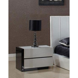 Modrest Oxford Modern White And Black Glossy Nightstand