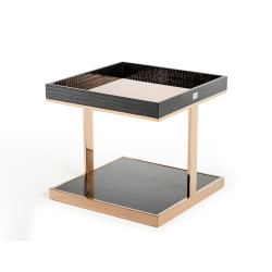 A&X Padua Modern Large Black & Rosegold End Table