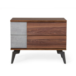Nova Domus Palermo - Modern Italian Faux Concrete & Walnut Nightstand