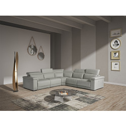 Estro Salotti Palinuro - Modern Grey Leather Sectional Sofa