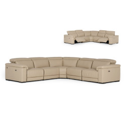 Estro Salotti Palinuro - Italian Modern Taupe Leather Sectional Sofa with Recliners