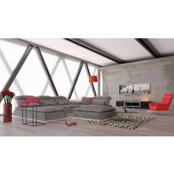 David Ferrari Panorama Italian Modern Grey Fabric and White Leather Sectional Sofa