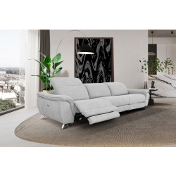 Divani Casa Paul - Contemporary Grey Fabric Sofa w/ Electric Recliners