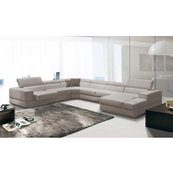 Divani Casa Pella - Modern Grey Italian Leather U Shaped Sectional Sofa