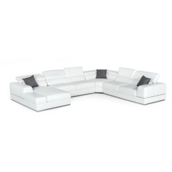 Divani Casa Pella - Modern White Italian Leather U Shaped Sectional Sofa