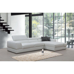 Divani Casa Pella Mini - Modern White Leather Right Facing Sectional Sofa