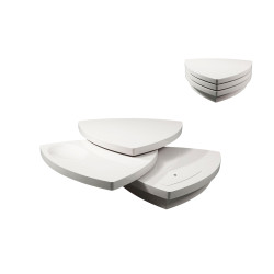 Modrest Perlite Modern White Tiered Coffee Table