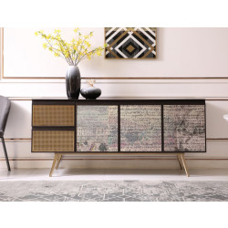 Modrest Phelan - Modern Smoked Ash & Brass Buffet