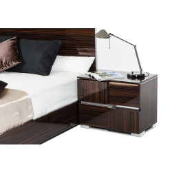 Modrest Picasso Italian Modern Ebony Lacquer Nightstand w/ LED Light