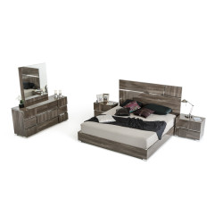 Modrest Picasso Italian Modern Grey Lacquer Bedroom Set