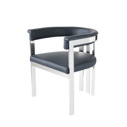 Modrest Pontiac - Modern Black Vegan Leather and Stainless Steel Dining Chair