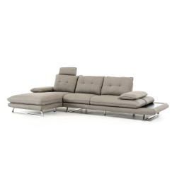 Divani Casa Porter - Modern Grey Fabric Left Facing Sectional Sofa
