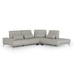 Accenti Italia Portofino -Modern Grey Leather Right Facing Sectional Sofa
