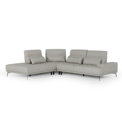 Accenti Italia Portofino -Modern Grey Leather Left Facing Sectional Sofa