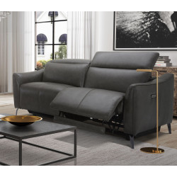Divani Casa Prairie Modern Dark Grey Leather Dual Electric Loveseat with Electric Headrest
