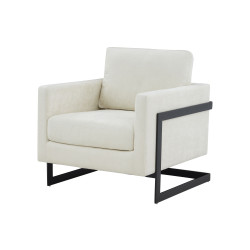Modrest Prince - Contemporary Cream Fabric + Black Metal Accent Chair