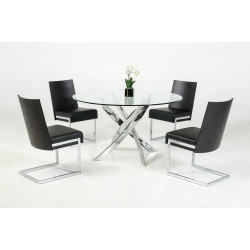 Modrest Pyrite Modern Round Glass Dining Table