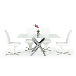 Modrest Pyrite Modern Rectangular Glass Dining Table