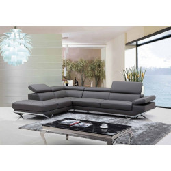 Divani Casa Quebec - Modern Dark Grey Eco-Leather Left Facing Sectional Sofa