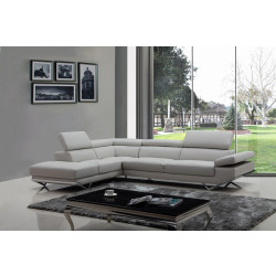 Divani Casa Quebec - Modern Light Grey Eco-Leather Sectional Sofa