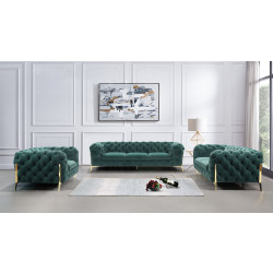 Divani Casa Quincey - Transitional Emerald Green Velvet Sofa Set