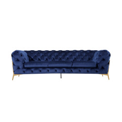 Divani Casa Quincey - Transitional Blue Velvet Sofa