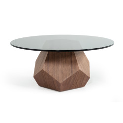 Modrest Rackham Modern Walnut & Smoked Glass Coffee Table