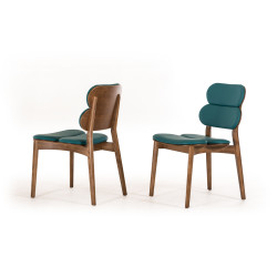 Raeanne - Modern Turquoise & Walnut Dining Chair (Set of 2)