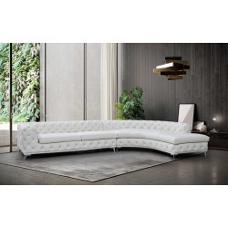 DIvani Casa Kohl - Contemporary White RAF Curved Shape Sectional Sofa w/ Chaise