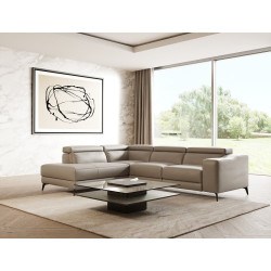 Divani Casa Rampart Modern Light Grey Leather Sectional Sofa with Electric Recliner