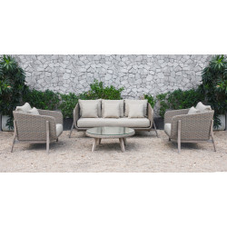 Renava Carillo Outdoor Beige Wicker Sofa Set