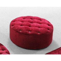 Divani Casa Cosmopolitan - Transitional Red Fabric Round Ottoman