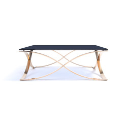 Modrest Reklaw Modern Smoked Glass & Rosegold Coffee Table
