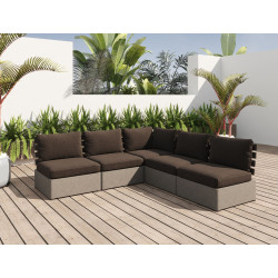 Renava Garza - Outdoor Concrete & Teak Modular Sectional